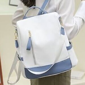 Stylish blue and white Anti theft waterproof backpack